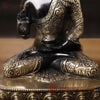 Brass Buddha Idol, Sitting on a Lotus, Black Patina Finish 9.5"