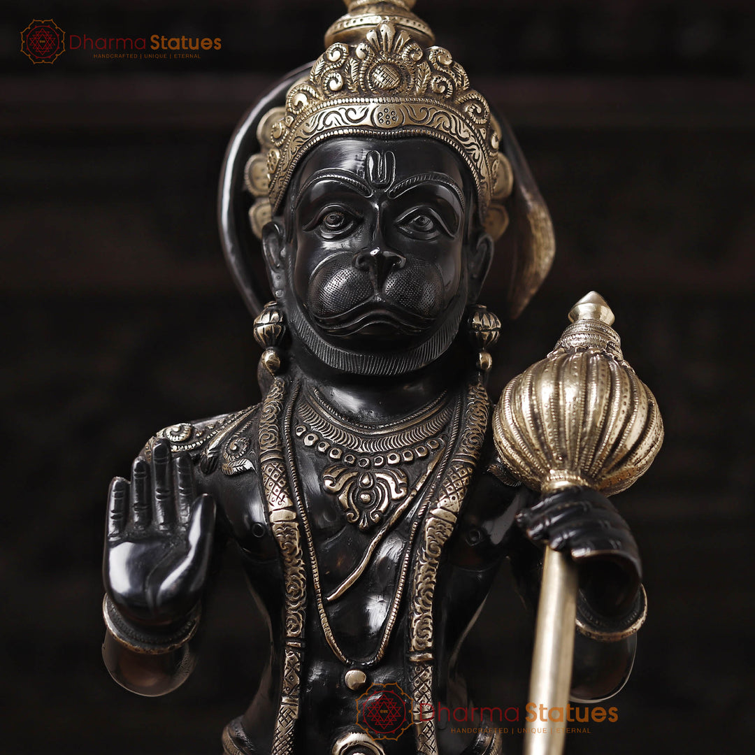 Brass Hanuman, Hanuman Ji is Standing on a Platform. 23"