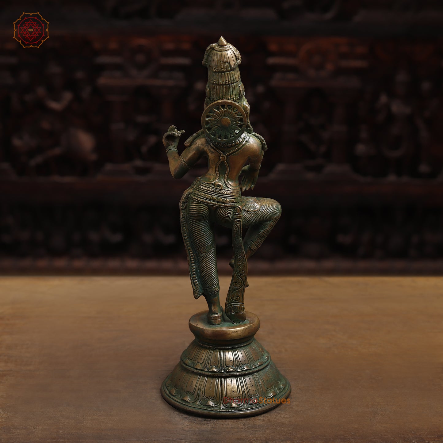 Brass Parvati, Antique Golden & Green Finish, 17"