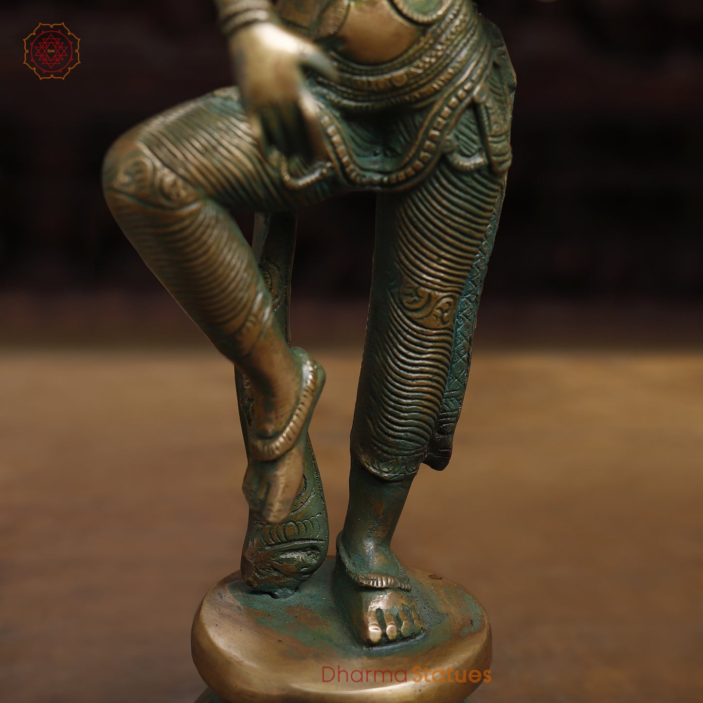 Brass Parvati, Antique Golden & Green Finish, 17"