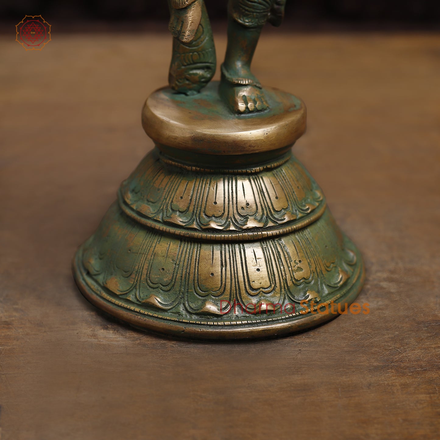 Brass Parvati, Antique Golden & Green Finish, 17"