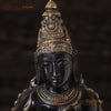 Brass Parvati Standing Fine Black Patina with Golden Hues, Carved in South India 27"