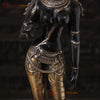 Brass Parvati Standing Fine Black Patina with Golden Hues, Carved in South India 27"