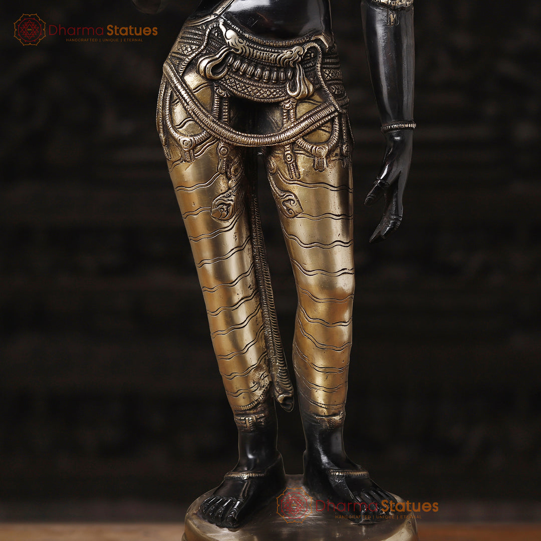 Brass Parvati Standing Fine Black Patina Carved in South India 27"