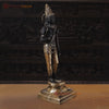 Brass Parvati Standing Fine Black Patina with Golden Hues, Carved in South India 27"