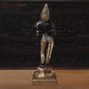 Brass Parvati Standing Fine Black Patina with Golden Hues, Carved in South India 27"