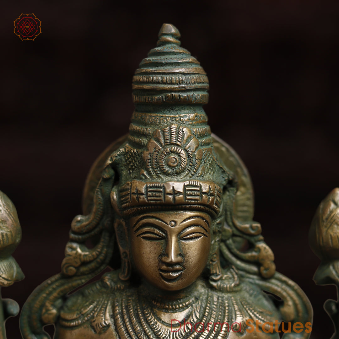 Brass Lakshmi, Antique Golden & Green Finish, 15"