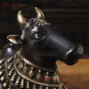 Brass Nandi Idol Seated, The Sacred Bull of Lord Shiva, Black Patina Finish with Golden Hues, 11"