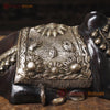 Brass Nandi Idol Seated, The Sacred Bull of Lord Shiva, Black Patina Finish with Golden Hues, 11"