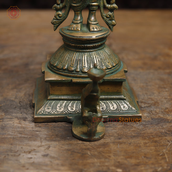 Brass Lakshmi, Antique Golden & Green Finish, 15"