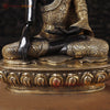 Brass Buddha Idol, Seating on a Lotus, Black Patina Golden Finish 22"