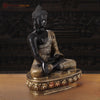 Brass Buddha Idol, Seating on a Lotus, Black Patina Golden Finish 22"