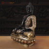 Brass Buddha Idol, Seating on a Lotus, Black Patina Golden Finish 22"