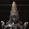 Brass Deep Lakshmi Idol- Standing on a Base, Holding a Diya(Lamp) 32"