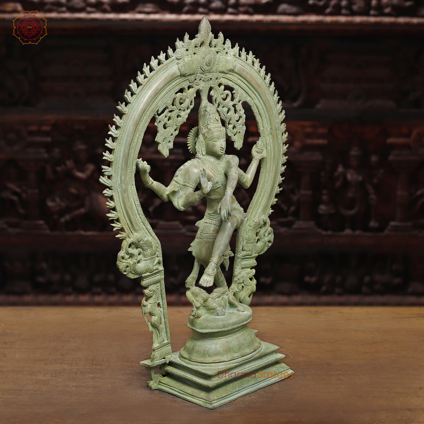 Brass Natraj Statue, Green Patina Fine Finish, 25"