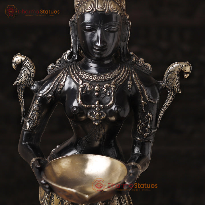 Brass Deep Lakshmi, Standing Position, Black and Gold Finish 32"