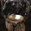 Brass Deep Lakshmi Idol- Standing on a Base, Holding a Diya(Lamp) 32"