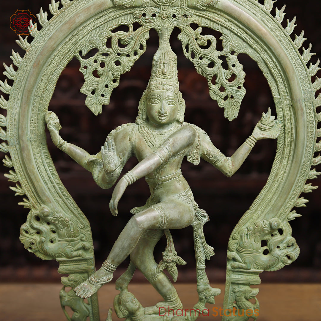 Brass Natraj Statue, Green Patina Fine Finish, 25"