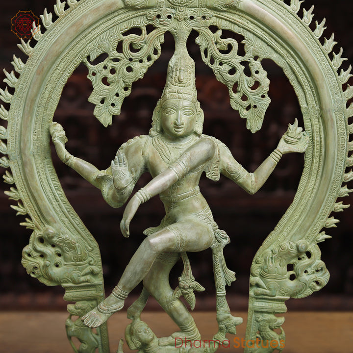 Brass Natraj Statue, Green Patina Fine Finish, 25"