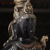 Brass Deep Lakshmi Idol- Standing on a Base, Holding a Diya(Lamp) 32"