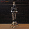 Brass Deep Lakshmi Idol- Standing on a Base, Holding a Diya(Lamp) 32"