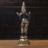 Brass Deep Lakshmi Idol- Standing on a Base, Holding a Diya(Lamp) 32"