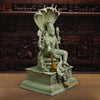 Brass  Maha Abhishekam Vishnu Seated On Snake Throne, Antique Green Finish, 29"