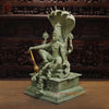 Brass  Maha Abhishekam Vishnu Seated On Snake Throne, Antique Green Finish, 29"