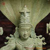 Brass  Maha Abhishekam Vishnu Seated On Snake Throne, Antique Green Finish, 29"