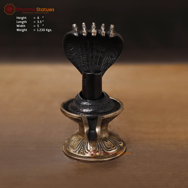 Brass Lingam Idol, Black Patina Finish 6"