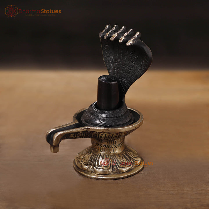 Brass Lingam Idol, Black Patina Finish 6"