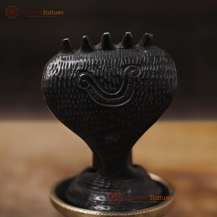 Brass Lingam Idol, Black Patina Finish 6"