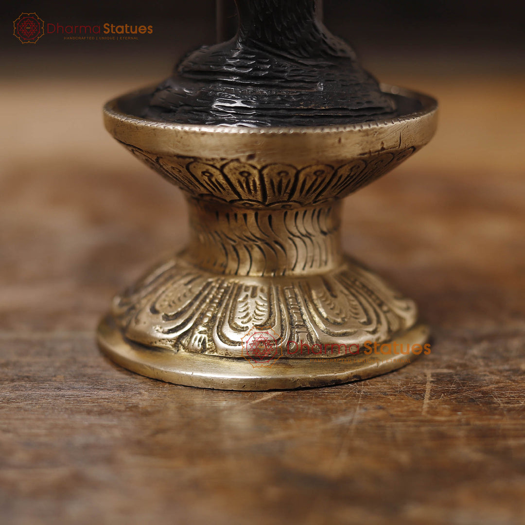 Brass Lingam Idol, Black Patina Finish 6"