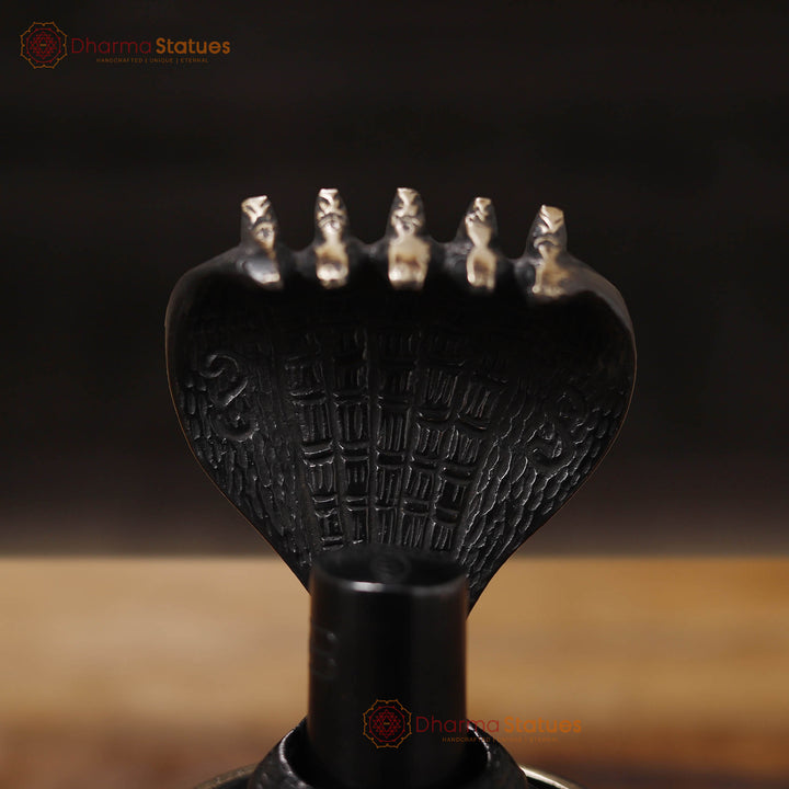 Brass Lingam Idol, Black Patina Finish 6"