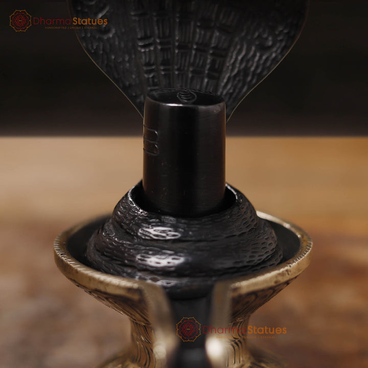 Brass Lingam Idol, Black Patina Finish 6"