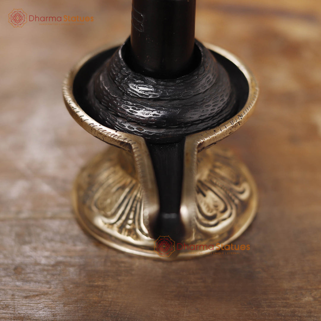 Brass Lingam Idol, Black Patina Finish 6"