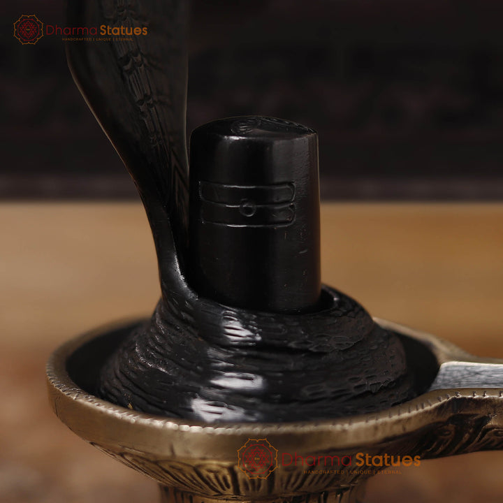 Brass Lingam Idol, Black Patina Finish 6"