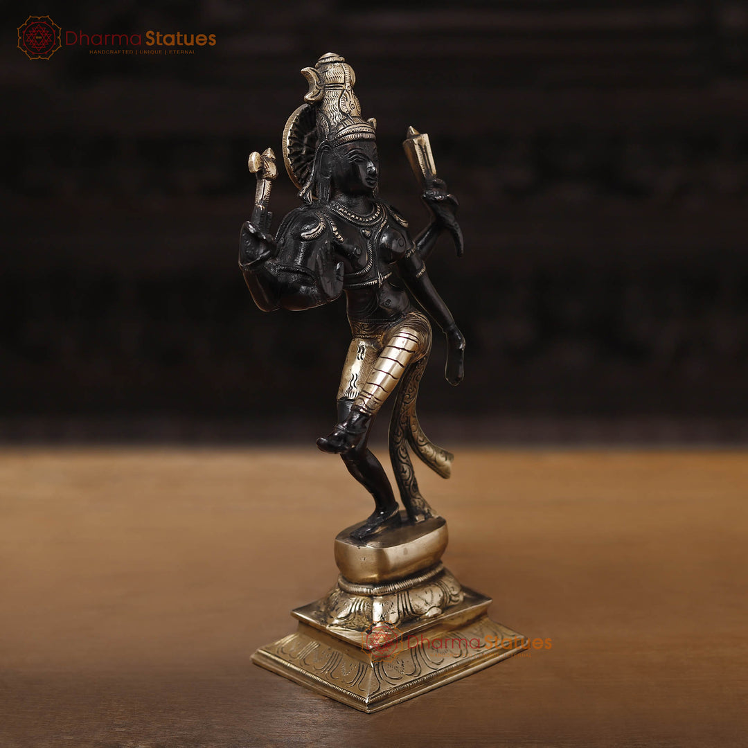 Brass Natraj, This Natraj Idol Without Flames Depicts the Cosmic Dance of Lord Shiva. 12.5"