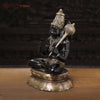 Brass Hanuman Statue Sitting on Lotus - Elegant Black &Golden Finish 16"