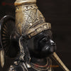 Brass Hanuman Statue Sitting on Lotus - Elegant Black &Golden Finish 16"