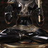 Brass Hanuman Statue Sitting on Lotus - Elegant Black &Golden Finish 16"