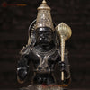 Brass Hanuman Statue Sitting on Lotus - Elegant Black &Golden Finish 16"