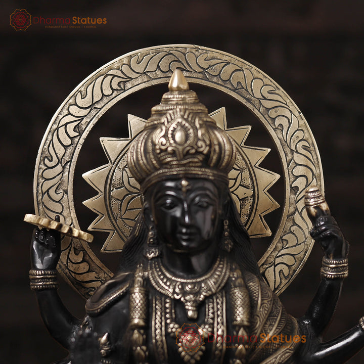 Brass Durga Maa Figurine, Durga is Sitting on the Lion. 17"
