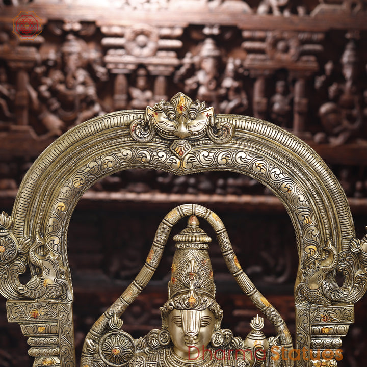 Brass Balaji Statue Fine Work, Crafted by Artist in Thanjavur (Masterpiece), Smooth Finish  39.5"