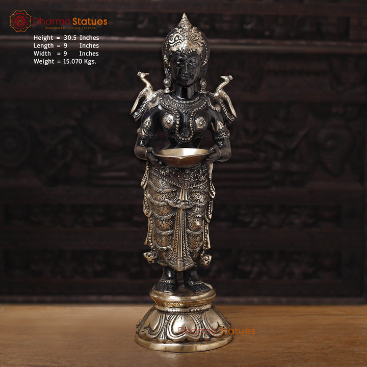 Brass Deep Lakshmi, Standing Position Deeplakshmi 30.5"