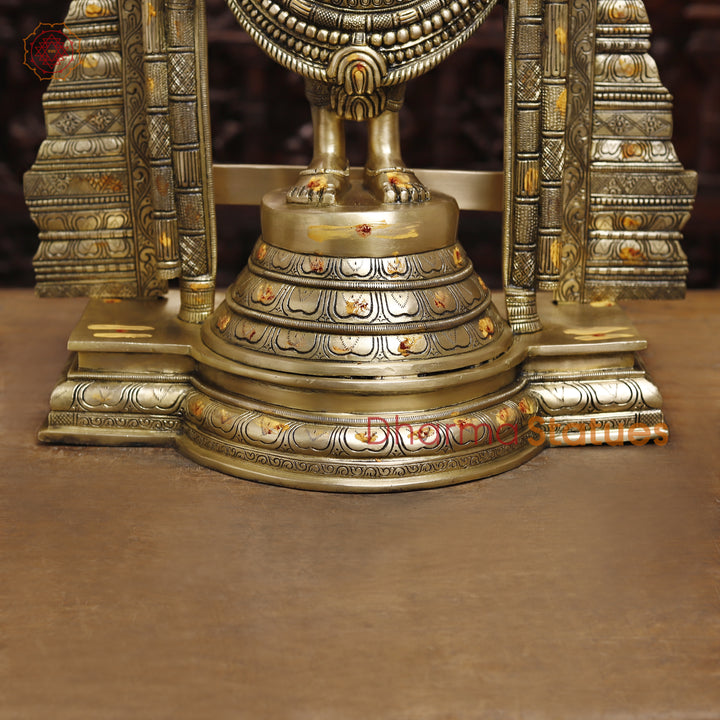 Brass Balaji Statue Fine Work, Crafted by Artist in Thanjavur (Masterpiece), Smooth Finish  39.5"