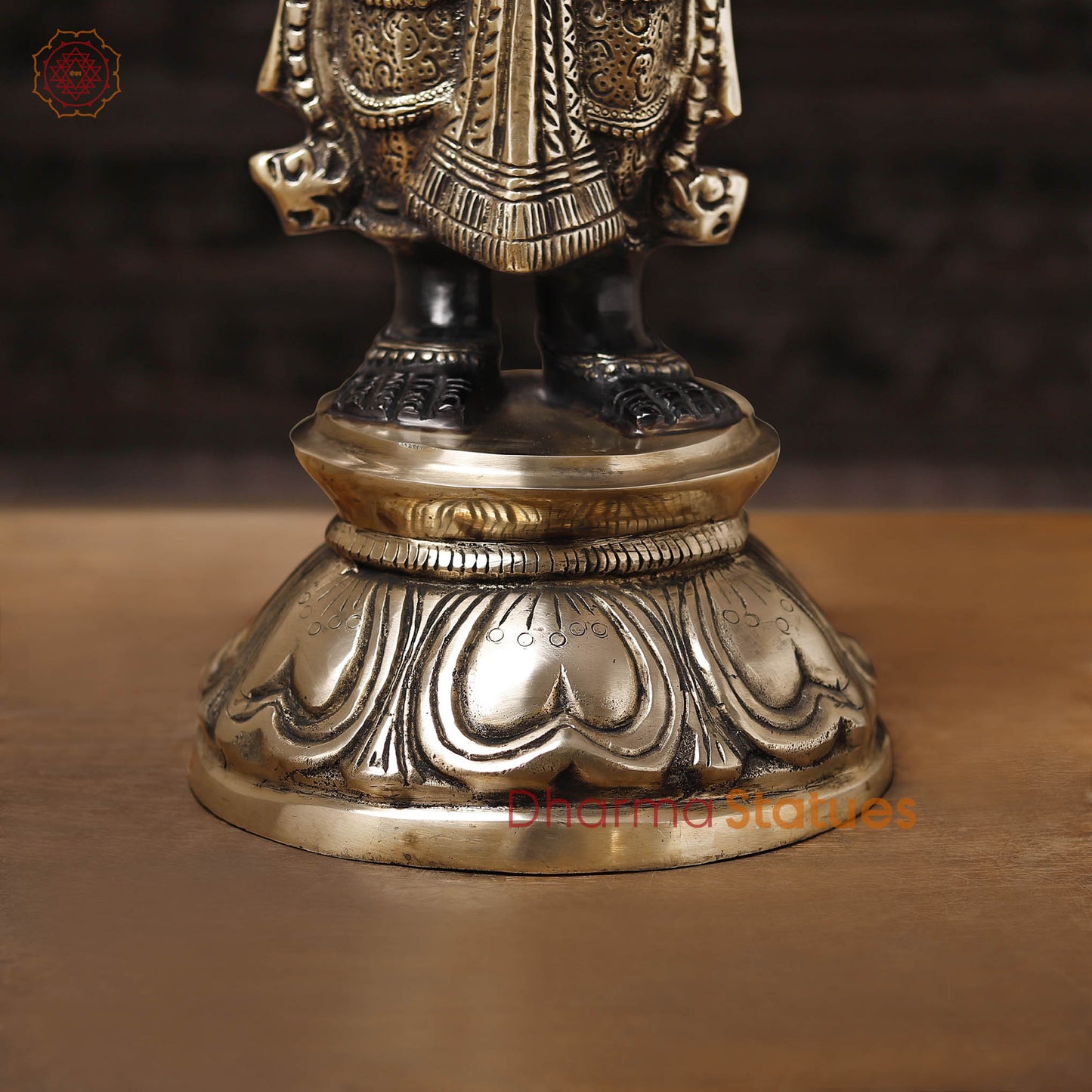 Brass Deep Lakshmi Idol, Lakshmi Holding a Diya Lamp, Black Golden Finish, 30.5"