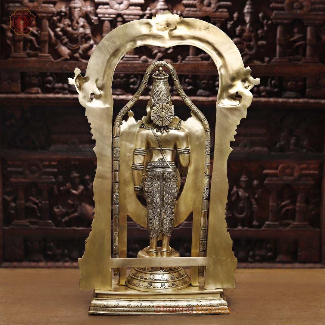 Brass Balaji Statue Fine Work, Crafted by Artist in Thanjavur (Masterpiece), Smooth Finish  39.5"