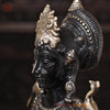 Brass Deep Lakshmi Idol, Lakshmi Holding a Diya Lamp, Black Golden Finish, 30.5"