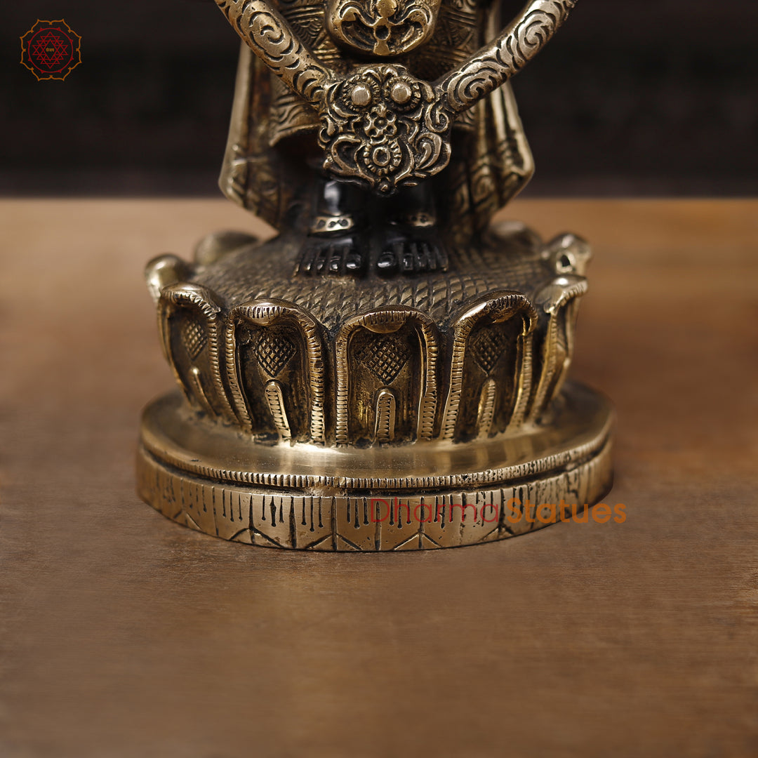 Brass Balaji Standing on Lotus Base, Fine Craftsmanship, Black & Gold Finish 15.5"